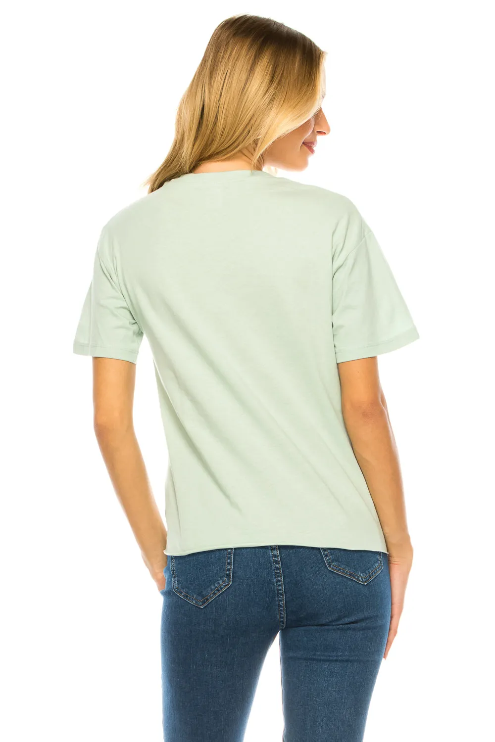 Raw Edge Short Sleeve Crew Neck T-Shirt